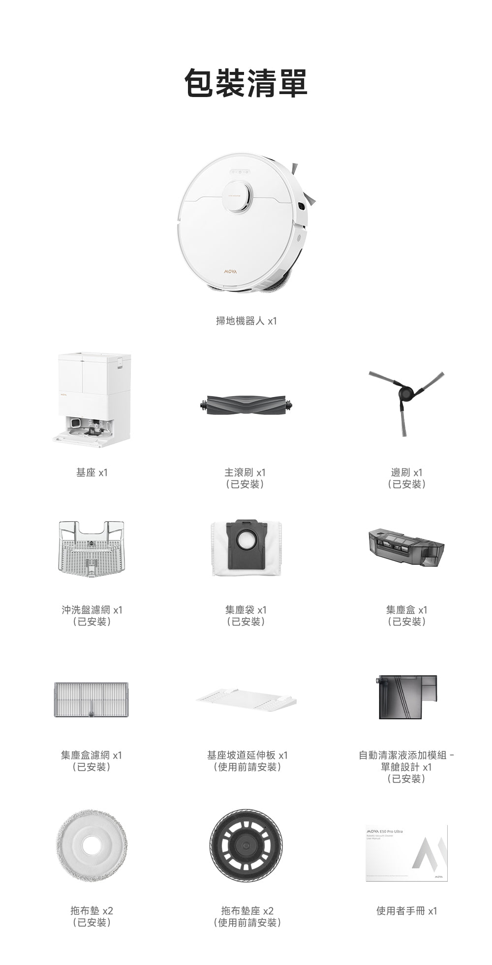 MOVA E50 Pro Ultra 雙機械臂防纏繞掃拖機器人 MOVA-TW