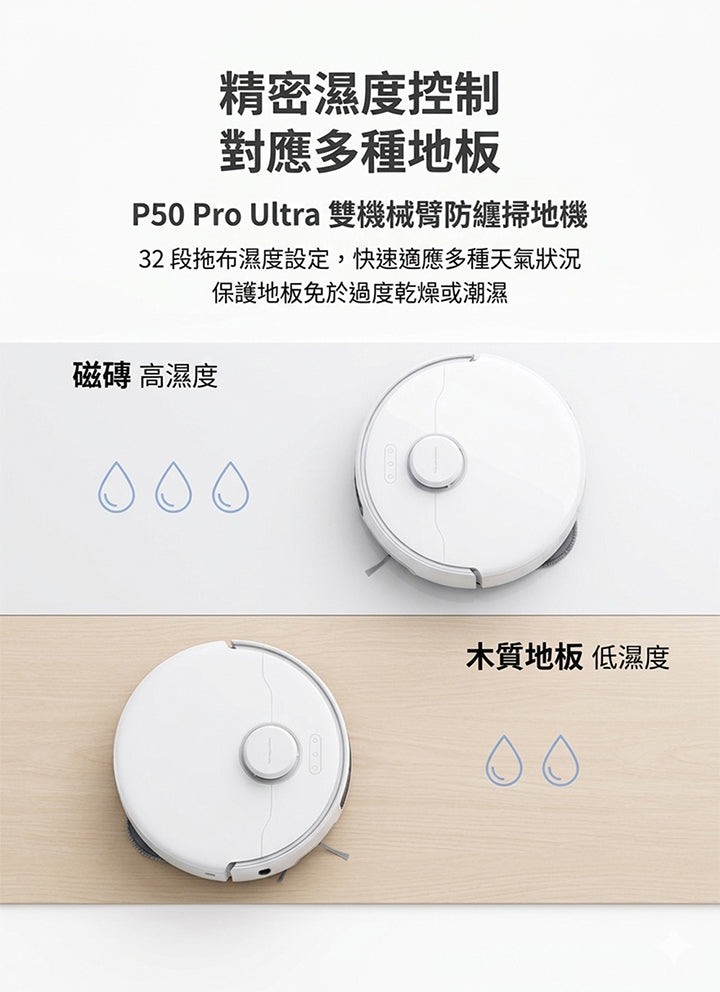 MOVA P50 Pro Ultra 雙機械臂防纏掃地機