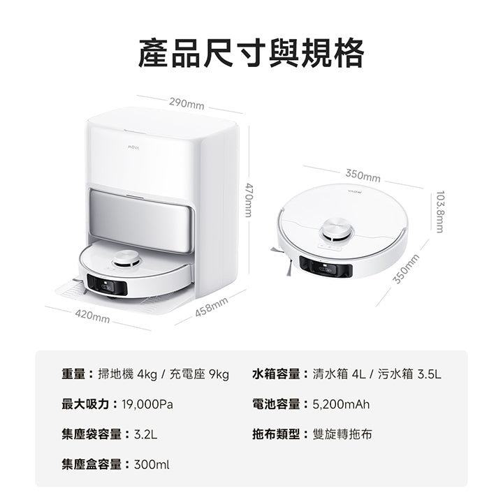 MOVA P50 Pro Ultra 雙機械臂防纏掃地機