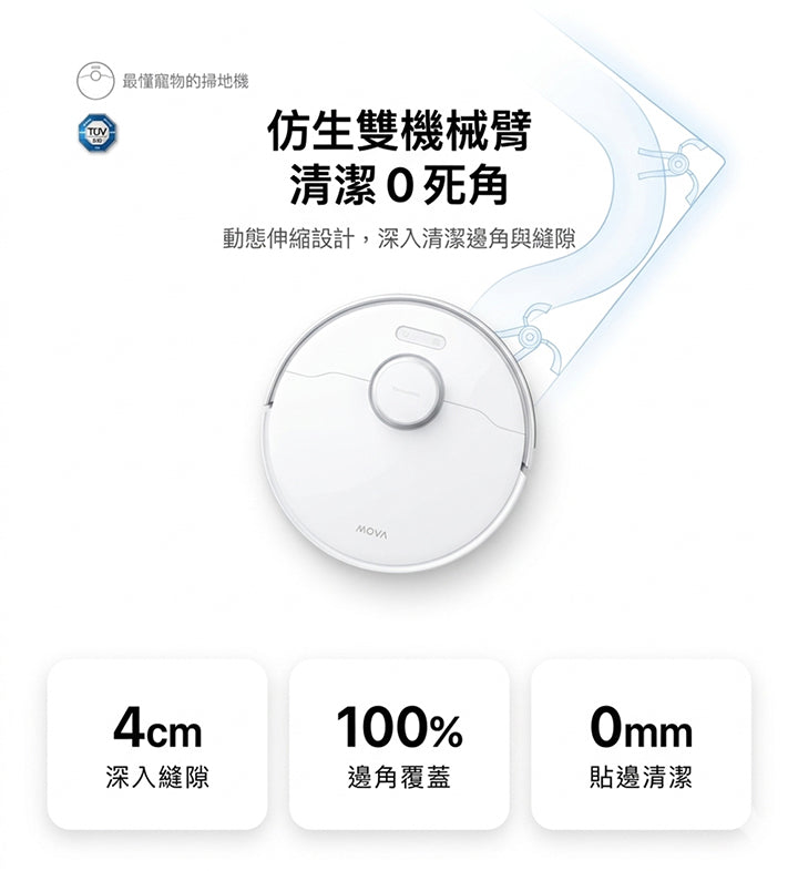 MOVA P50 Pro Ultra 雙機械臂防纏掃地機