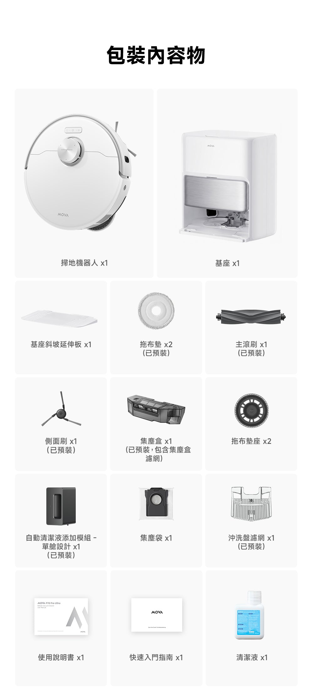 MOVA P70 Pro Ultra 雙機械臂防纏掃拖機器人 MOVA-TW