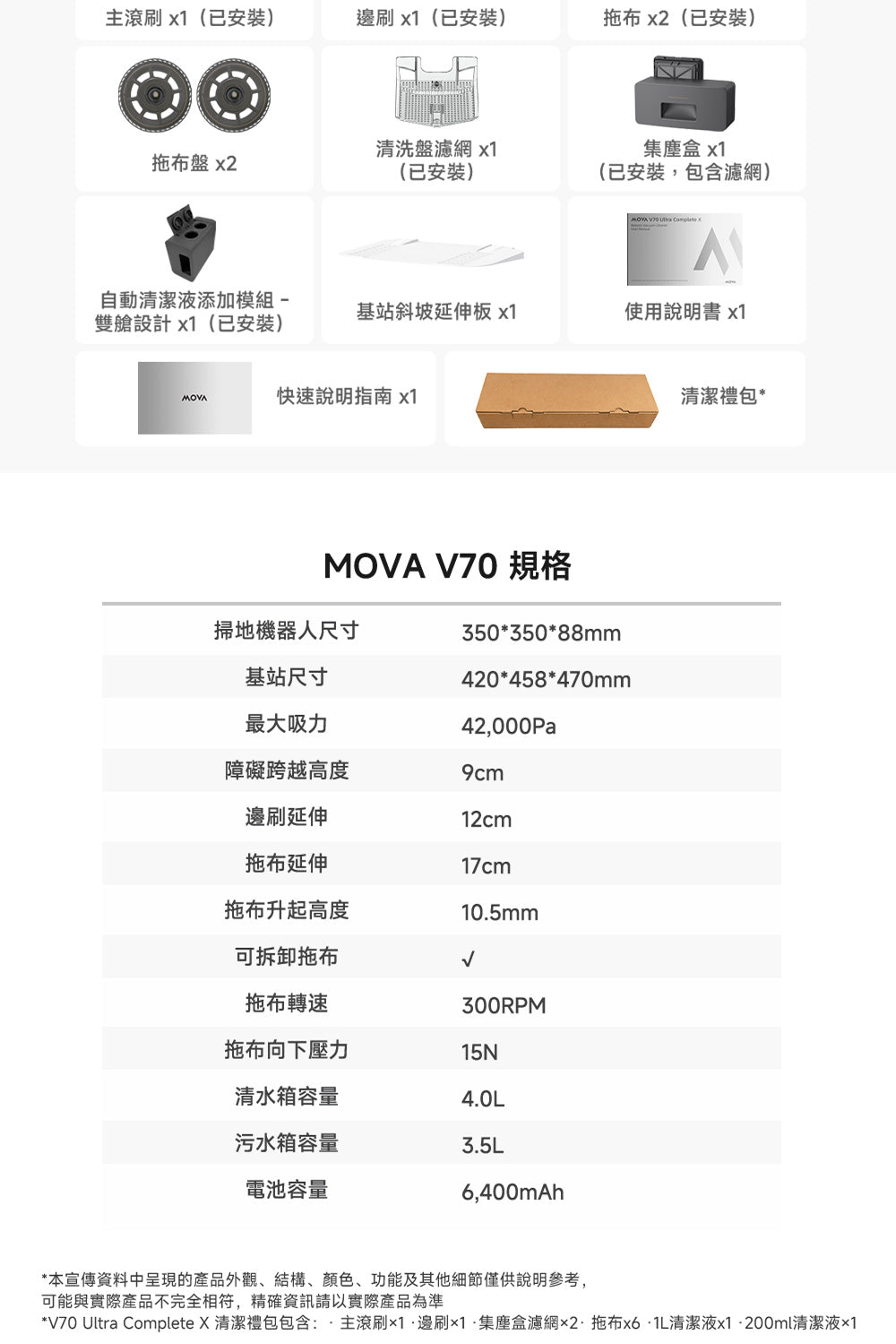 MOVA V70 Ultra Complete X 雙極致外擴全能掃拖機器人 MOVA-TW